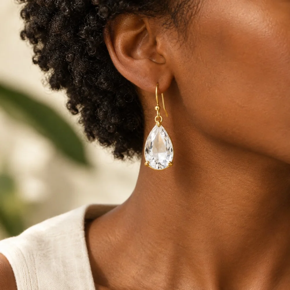 Facet Drop Earrings, view 2