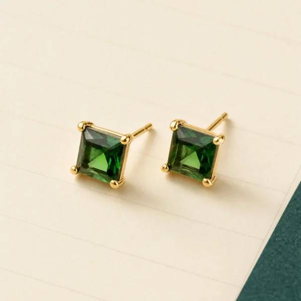 Green Glass Stone Studs