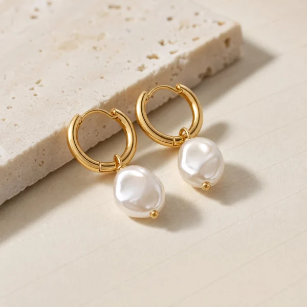 Baroque Simulated Pearl Hoops