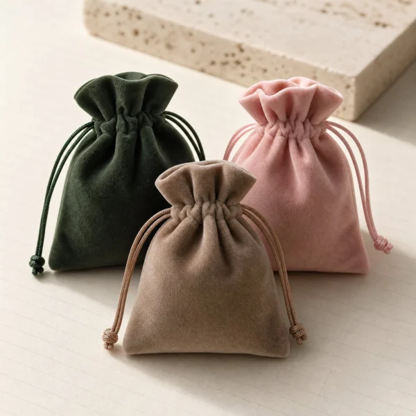 Velvet-Look Pouches, Set of 3