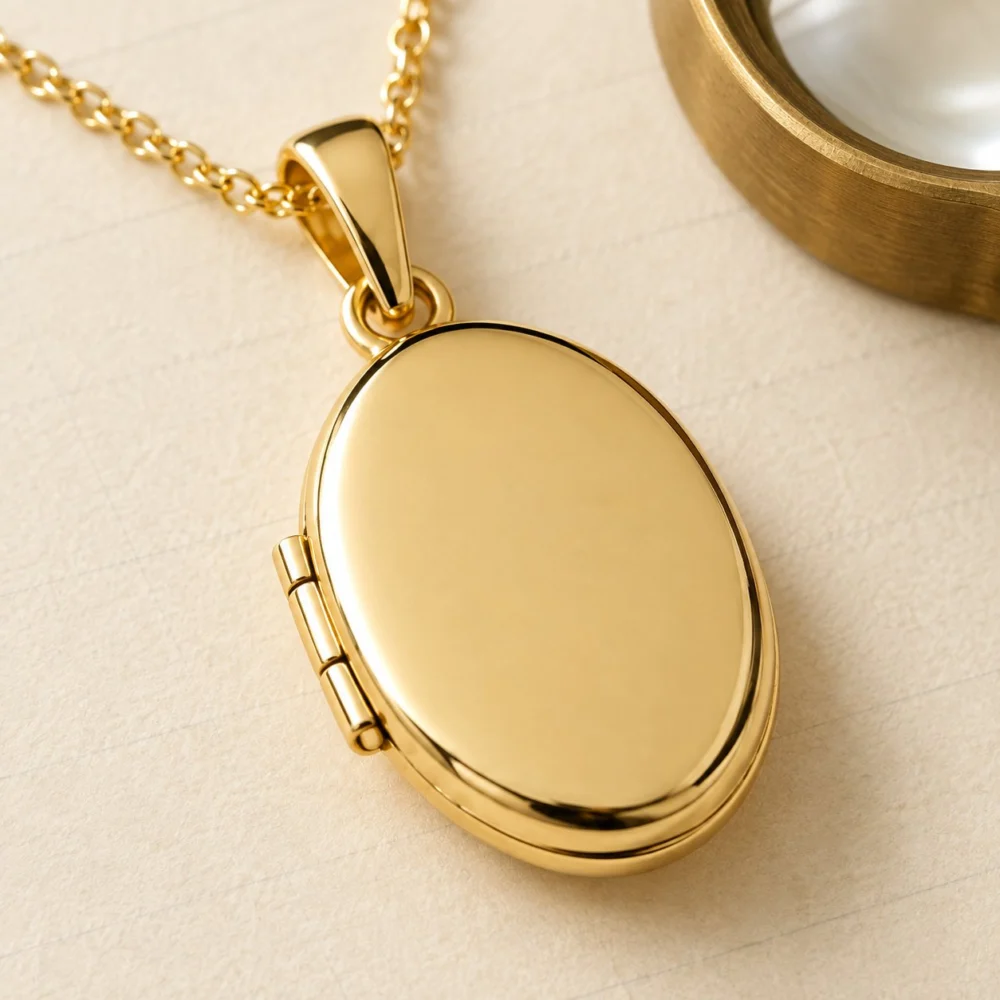 Oval Locket Pendant, view 3