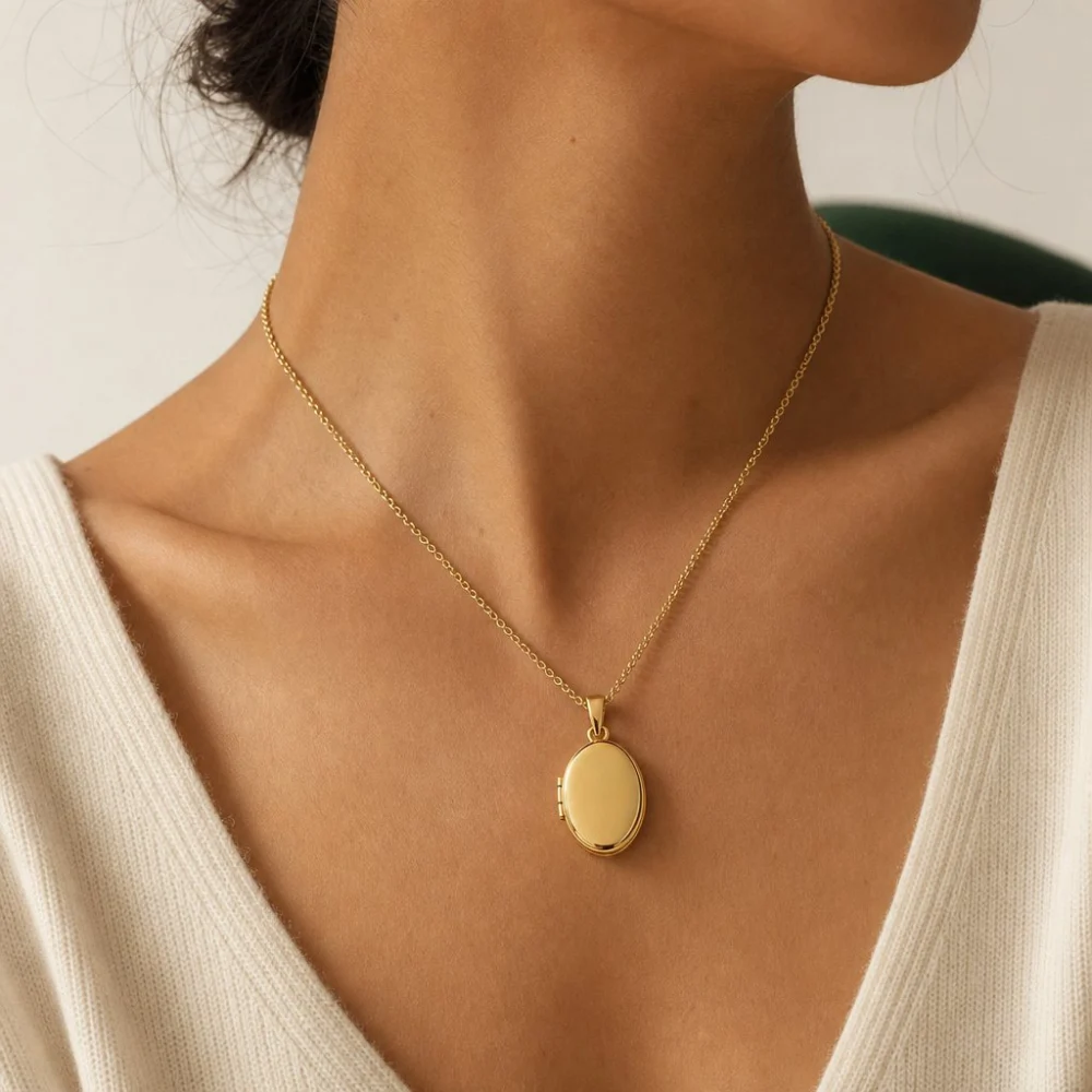 Oval Locket Pendant, view 2