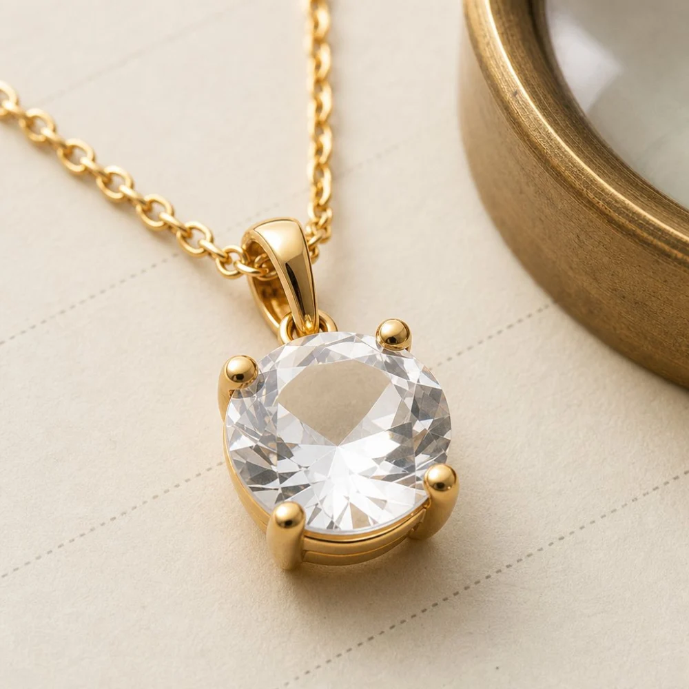 Solitaire Glass Stone Pendant, view 2
