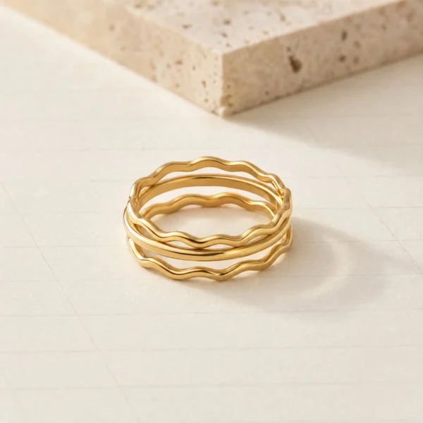 Wave Stacking Rings, Set of 3
