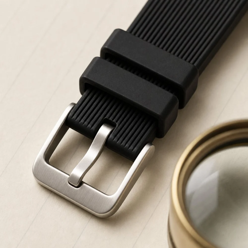 Ribbed Silicone Strap — Black, view 2