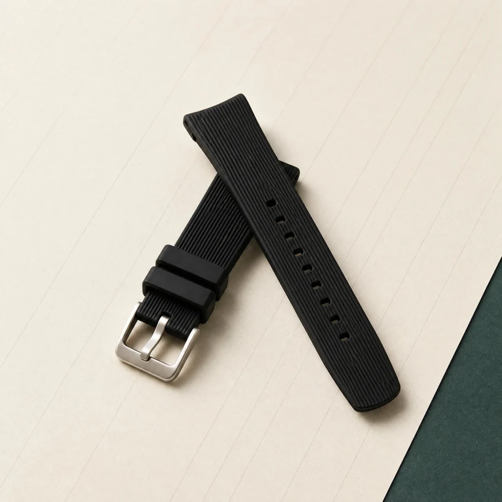 Ribbed Silicone Strap — Black