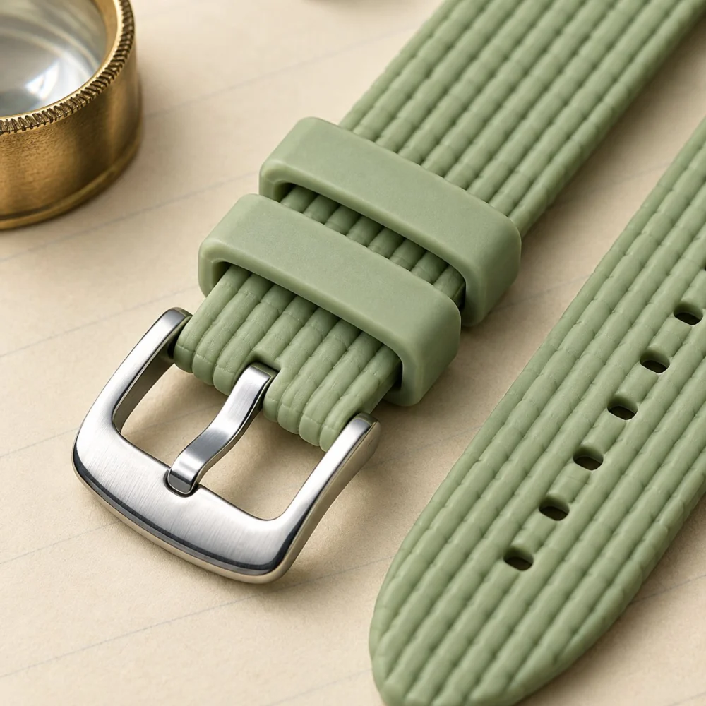 Ribbed Silicone Strap — Sage, view 2