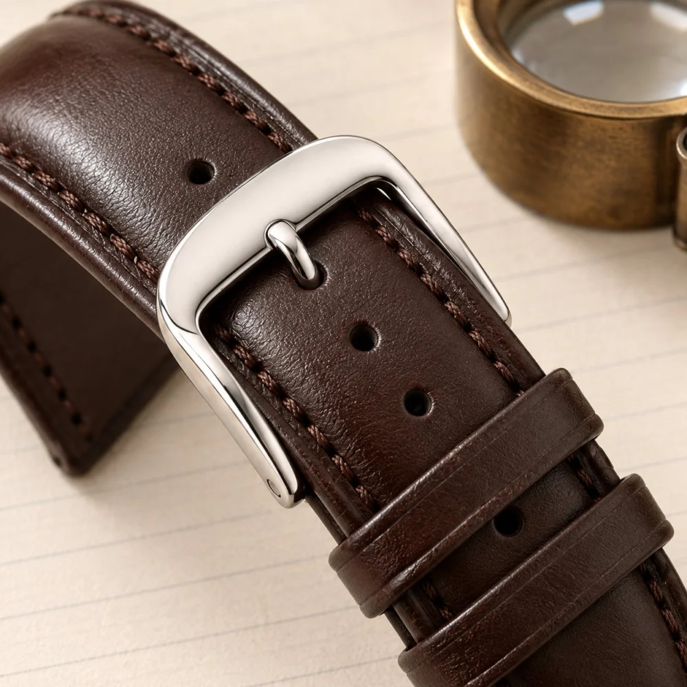 Padded Leather-Look Strap — Chocolate, view 2