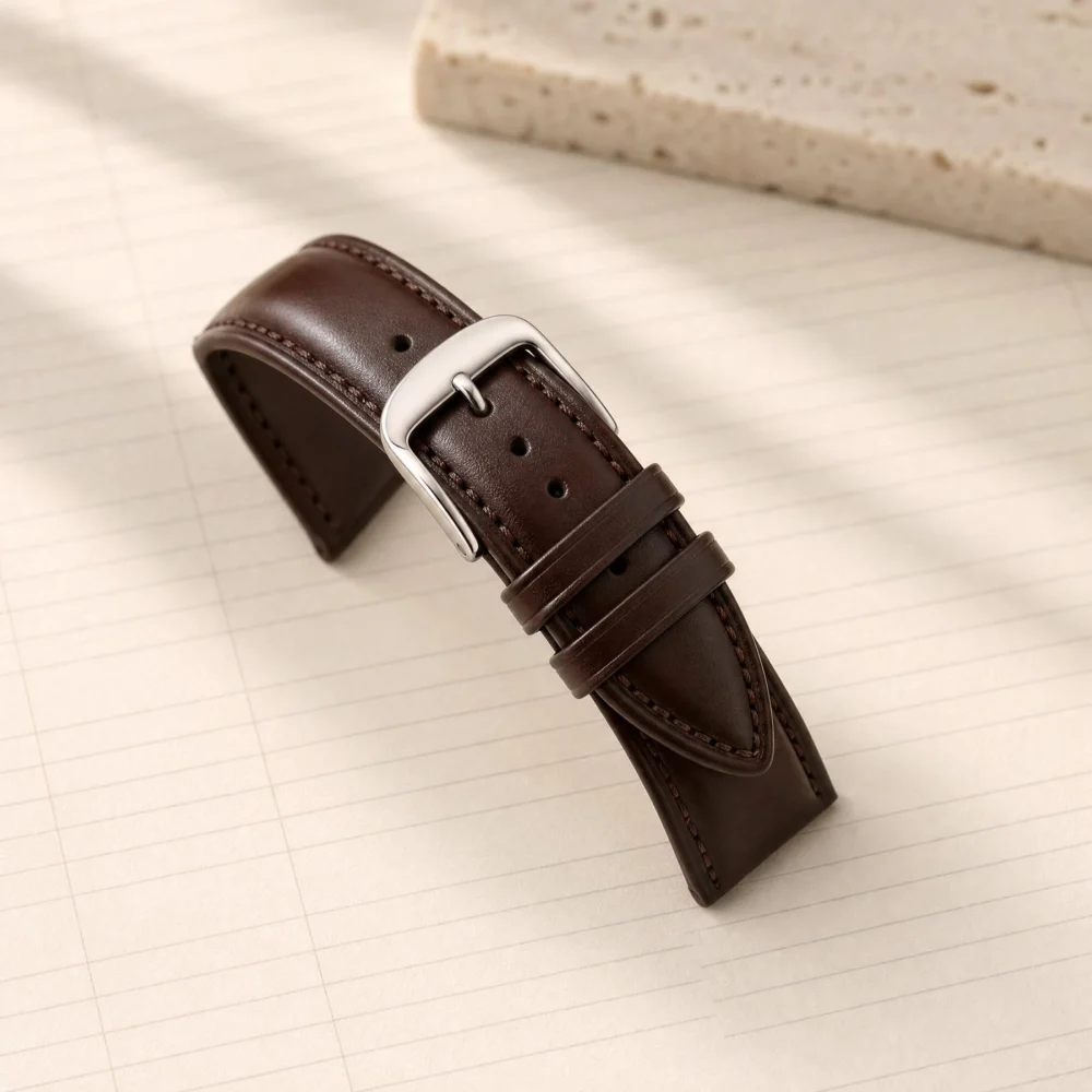 Padded Leather-Look Strap — Chocolate